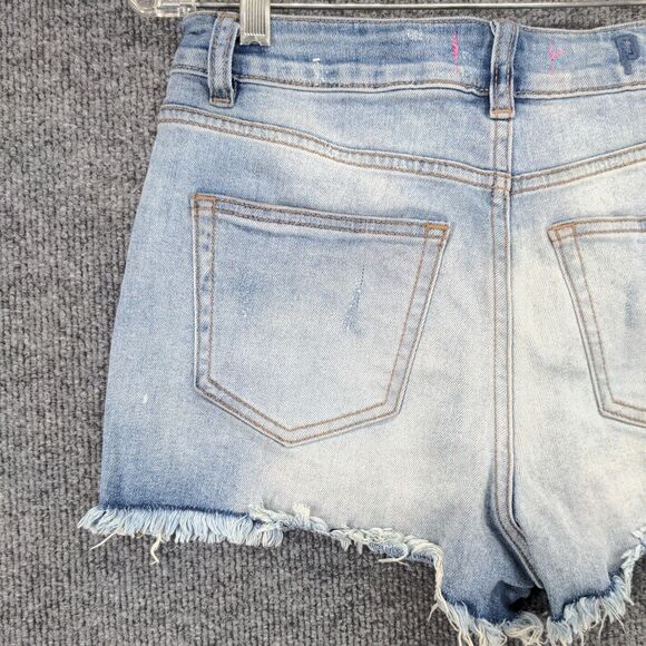 PINK Victorias Secret Jean Shorts Womens Size 6 Blue Denim Distressed Raw Hem - Picture 8 of 11